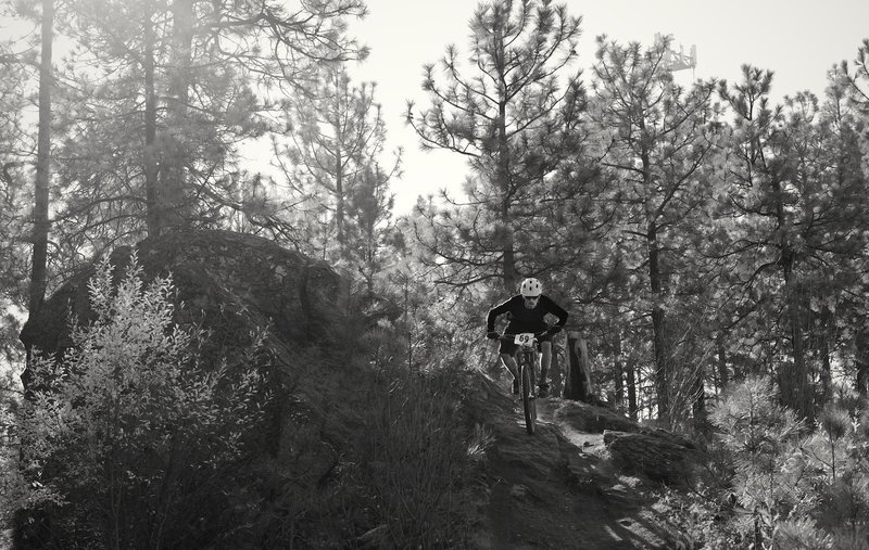 Blasting through the rock garden section during the King of Beacon mountain bike stage race.