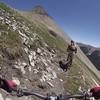Starting the descent down Sharkstooth Pass, with Sharkstooth Peak in the background.