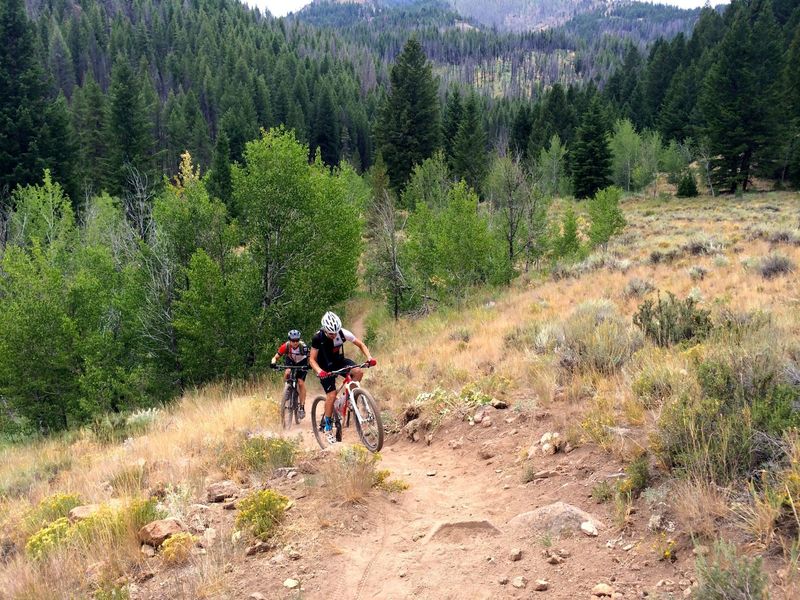 Cranking up the steep section on the North Fork Loop