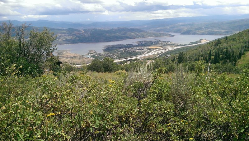 Jordanelle Reservoir is spread out in the distance