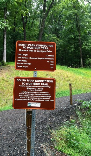 At intersection of Montour trail and Corrigan Dr Connector Trail