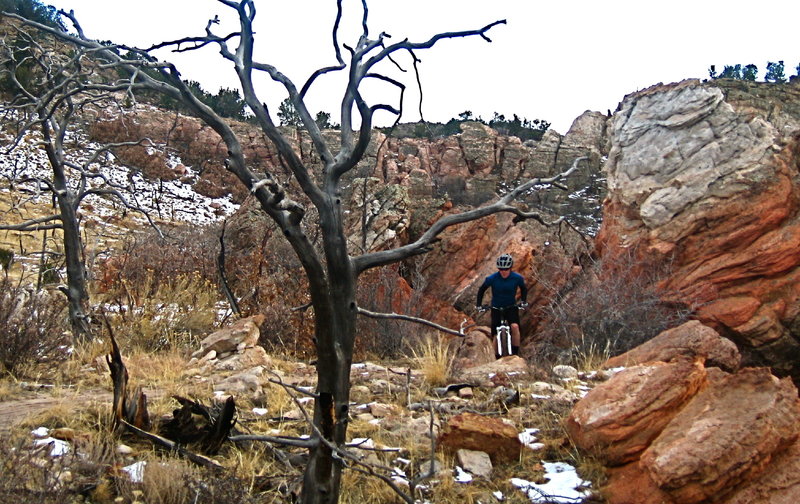 A short slick rock to navigate and more Unconformity to descend. This was in December 2012.