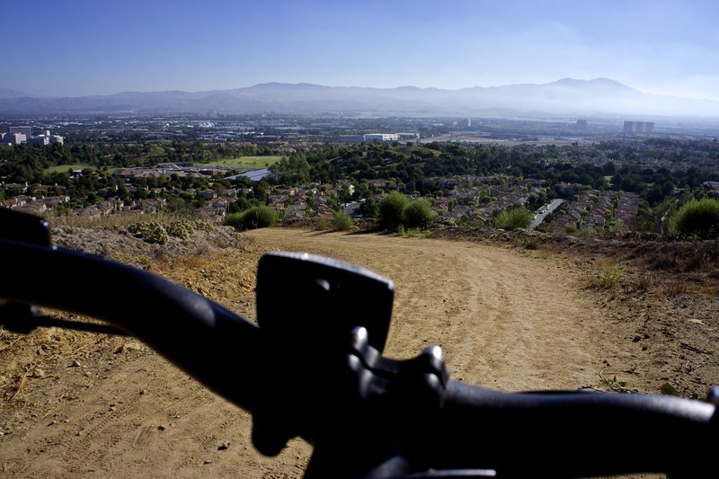 The Quail Trail killer hill looking down towards Quail Hill and eastern Irvine