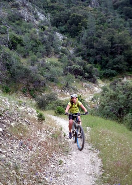 Her first intermediate MTB trail!
