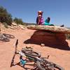 Break time after a nice slickrock climb.