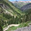 Looking back at the steep switchbacks after the tallest falls. This is where the going gets tough.