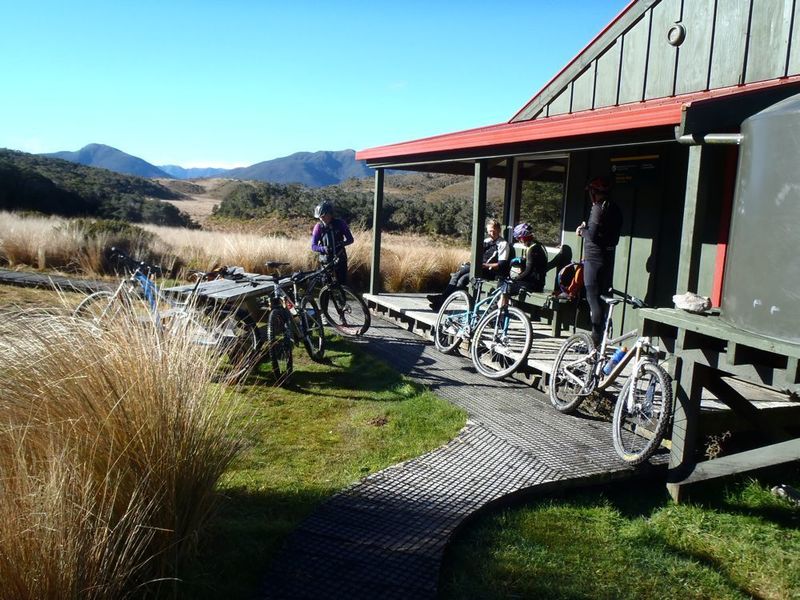Mountain bikers at Saxon Hut