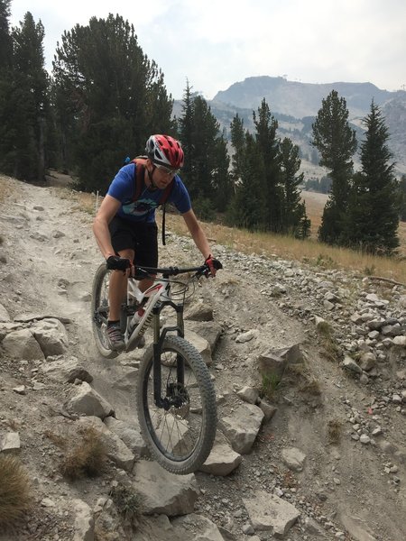 Dropping in on one of the MANY rock gardens on Follow Me.