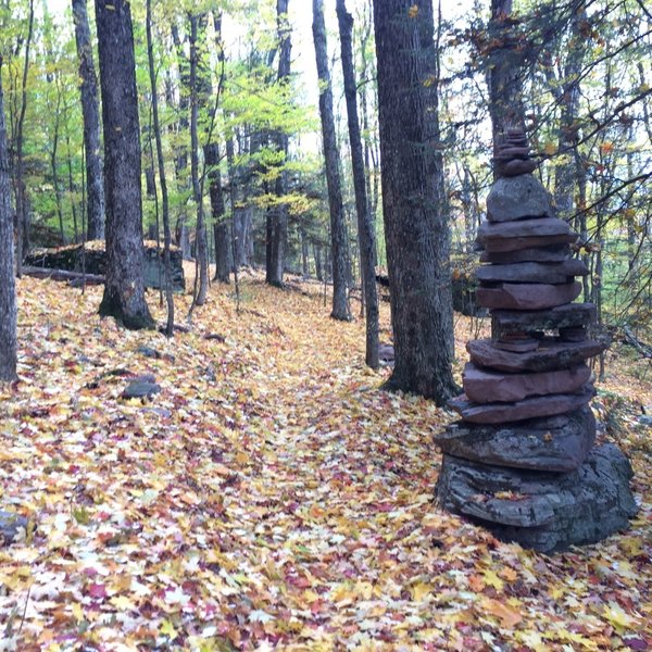 Rock stacking is a popular activity on the Run Noot trail