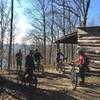 The Ohio River overlook on the Adventure Hiking Trail.
<br>
The pictured cabin is available for lunch and for camping if you wish to enjoy a great view.