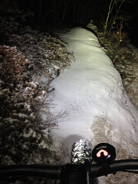 Manitou Mountain trail at night. In the winter months, it can be snowy!