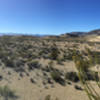 Trails in vast desert.