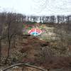 The "Peace Sign" is painted on the exposed rock face that points toward downtown Reading, PA.