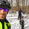 This may not be an action shot, but we needed a break from the 10" of snow we were plowing through. Pinchot is a great place to fat bike when there is snow.