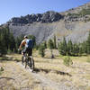A riders nearing the head of the Middle Fork of Little Timber Creek.