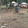 Rolling through the start/finish line into the fourth lap of the day.