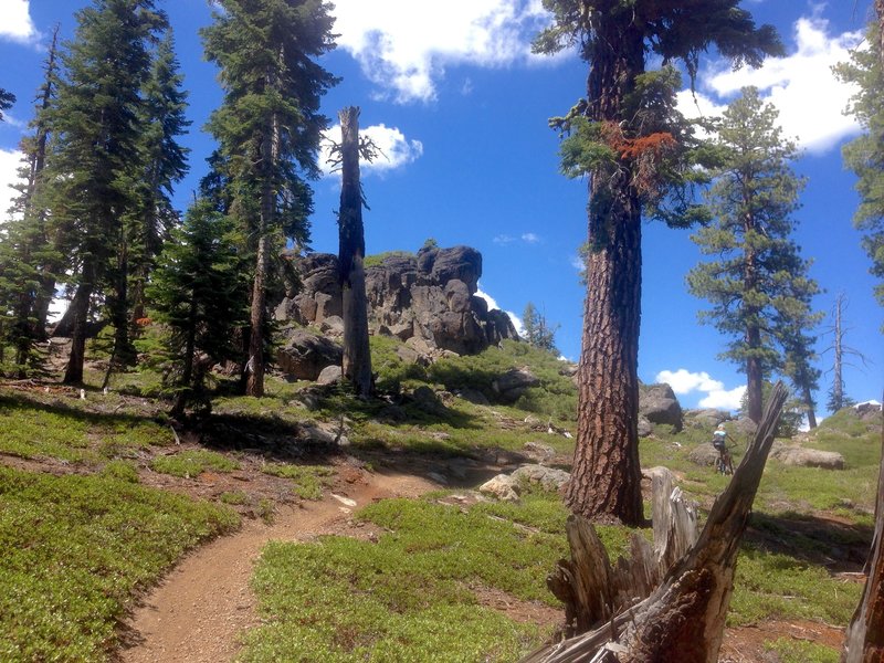 Spot the rider! Gorgeous rock formations line the trail. It's also an amazing flowing, sometimes loose descent.
