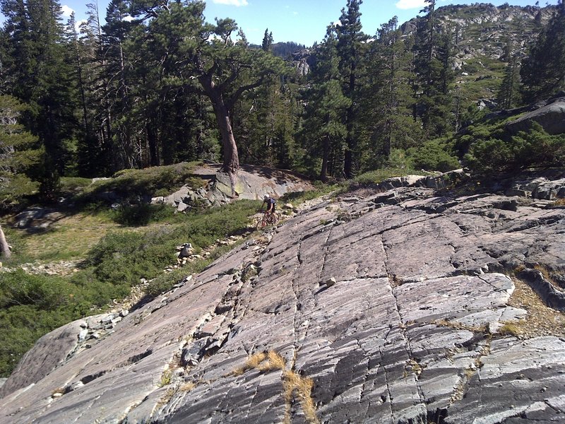 Down a switchback on the Long Lake Trail.