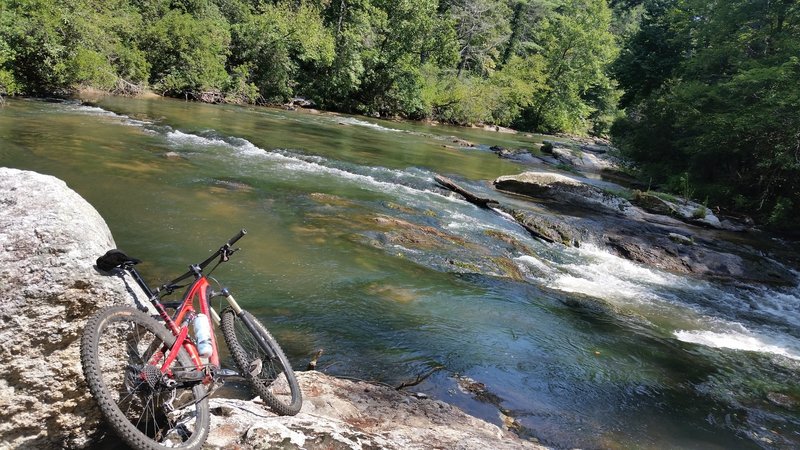 Looking at river after the first downhill.