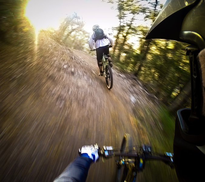 Cresting the ridge during last light.