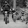 Riding head-to-head on Duthie Hill Park's dual slalom trail Deuces Wild.
