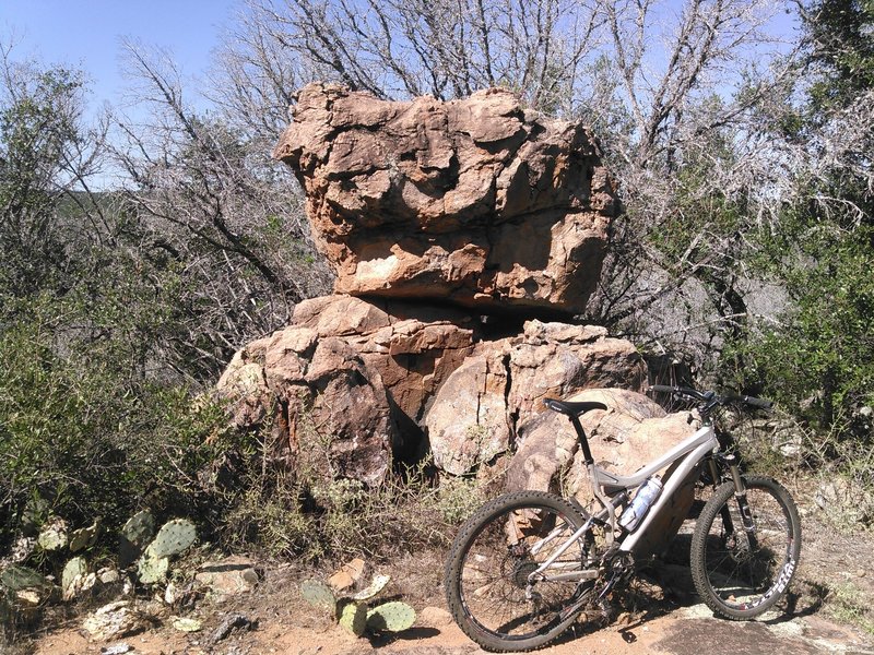 Stacked boulders of 1.2 billion year old Valley Spring Gneiss (nice) along the Upper Loop.<br>
Yes billion with a "B"!