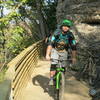 Riding the "Bluff Bridge" along the trail near Hwy 71.  A great feat of trail engineering!