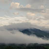 Cloaked in clouds.