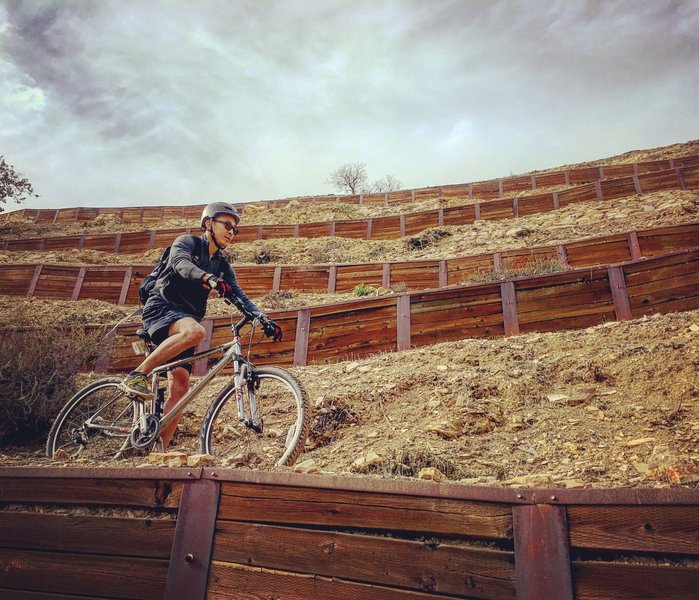 Descending the crazy switch backs on the back of the water tank. Again, steep is an understatement.