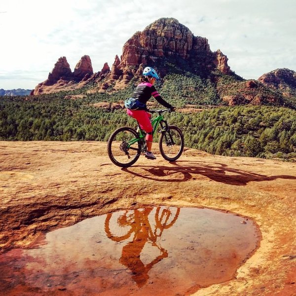 Biking around Submarine Rock with a view of the Twin Buttes doesn't get much better than this!