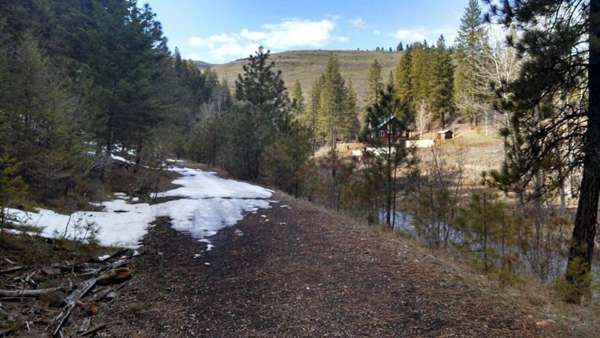 Snow can stick around in the shade into late March along the Weiser