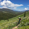 Cruise the Red Trail as part of the Keystone Gulch to Soda Creek Loop.