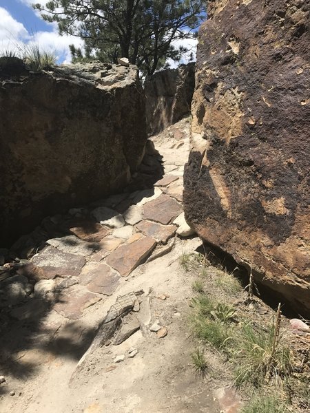 This rock armored section makes for a steep and challenging ascent.