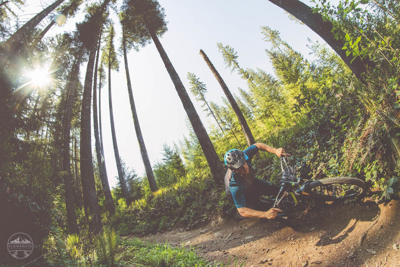 Beautiful berms hold Cody Olsen tight like a burrito.