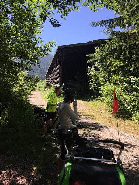 Part of an old avalanche shed that protected the train tracks along the John Wayne Pioneer Trail.