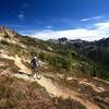 Grinding up to scenic Cutthroat Pass in the North Cascades.