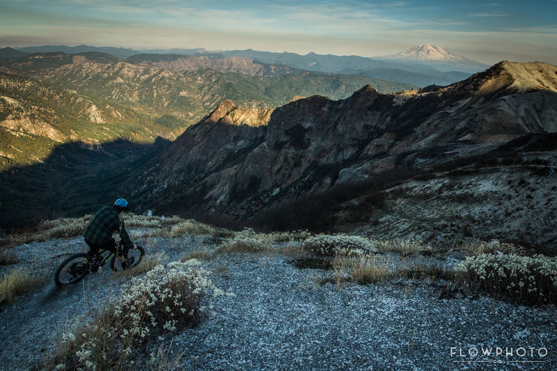Coming around to a great view of scared land and Mt. Adams in the distance