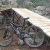 A bridge built on the new line "Jaws" for the Texas Cup Enduro Race. Bridge and new lines built by Sustainable Trail Solutions