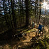 Steep wooded drop into the clear cut!