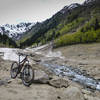 The snowpack releases its grip in late spring at the far end of Lago Belviso