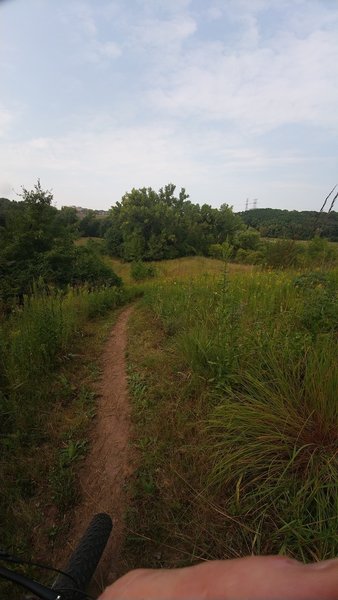 The second stage of a long descent which tracks along an open and sweeping speedy prairie trail. This section offers a beautiful "valley view" of the park.