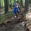 Boy Scouts working with bike and trail running group putting in the work for a great trail!