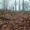 Riding Stanely Gap in the clouds.