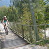 The suspension bridge, crossing Tolminka-river near confluence to Soca-river