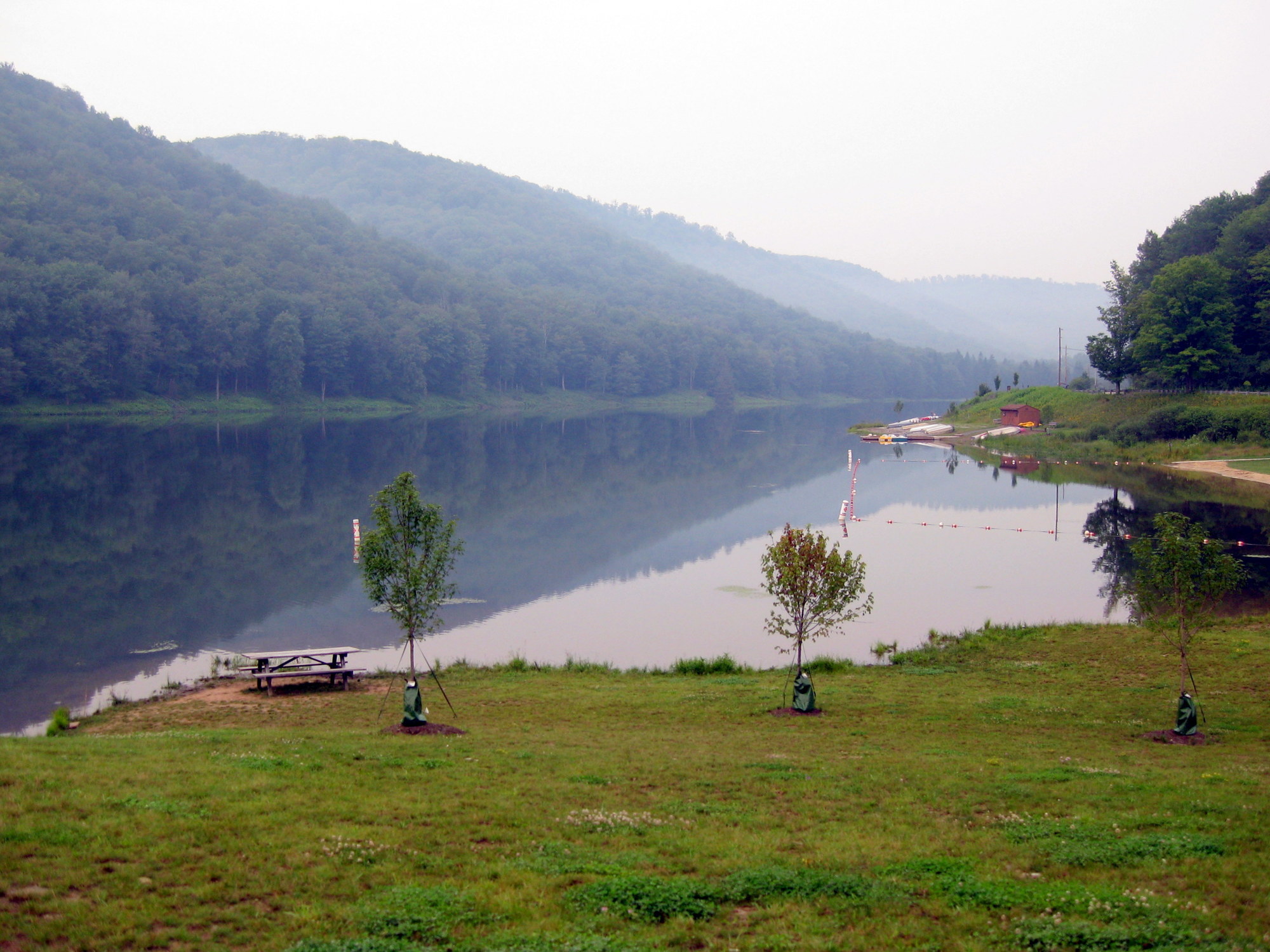 Lake with beach at Lyman Run State Park, PA