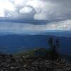 View from the summit, with weather rolling in. Time to descend!