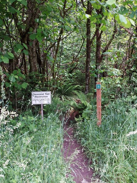 Seasonal trail sign for 45th Parallel at the picnic area.