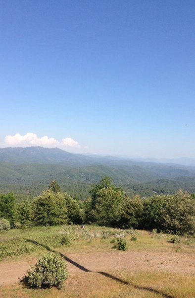 At the top of Smith Peak at the look out station.  View of the forest service road.