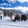 Our group gears up at the trailhead for a fun weekend at the Polar Star Hut.