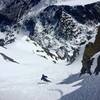 Sam cruising down Cross Couloir.